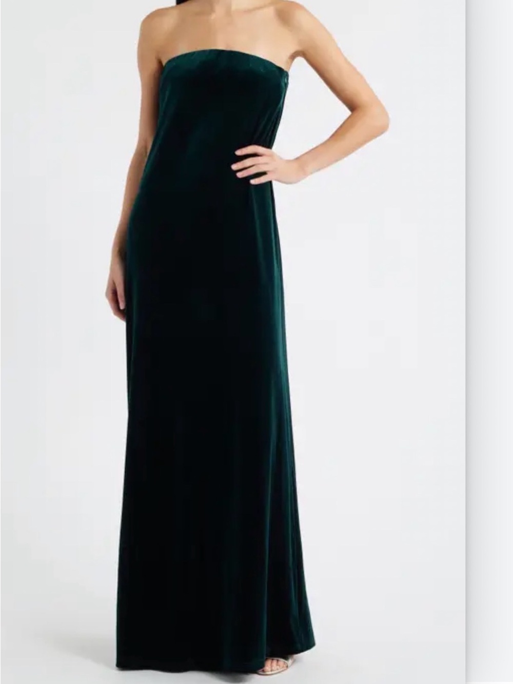 Lucy Paris Womens Gown Dress Velvet Green Long Strapless Holiday Elegant Maxi S
